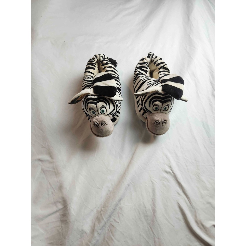 Happy‎ Feet Marty Zebra Madagascar Plush Slippers M Comfy Indoor Loungewear Y2K